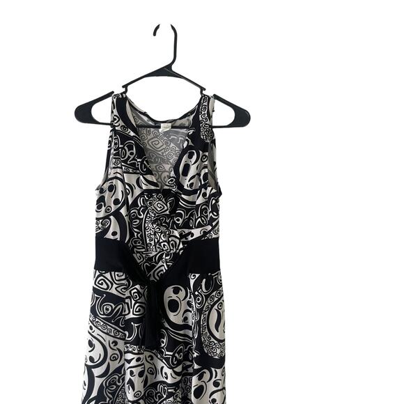 Kupcake Vintage Y2k Women's Size 8 Black White Tie Printed Midi‎ Dress - Picture 2 of 7